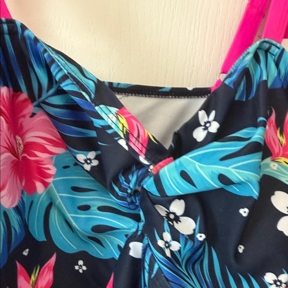 Floral Navy and Pink Women's Swim Coverup - Picture 5 of 5